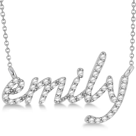 Personalized Diamond Name Pendant Necklace 14k White Gold - AD1053