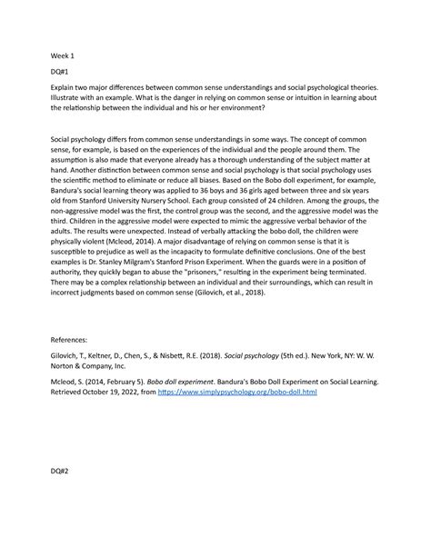 PSY 362 Week1DQ Discussion Questions 1 And 2 Week 1 DQ Explain Two