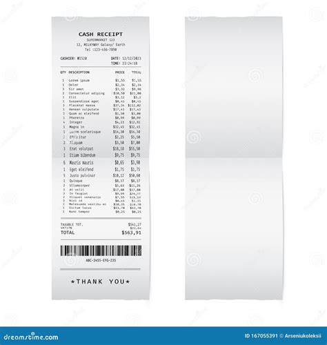 Template Of A Shop Receipt Editorial Photo Illustration Of Market