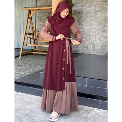 Jual GAMIS DRESS WANITA TERBARU KOMBINASI AYANA DRESS CRINKLE AIRFLOW