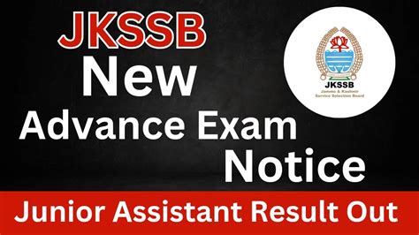 JKSSB Advance Notice For Exam Junior Assistant Result Out JKSSB