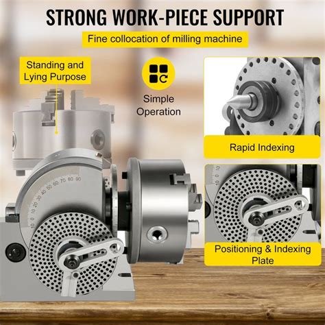 Vevor Dividing Head Bs Dividing Head Set Jaw Chuck Semi