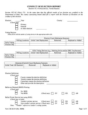 Fillable Online Conduct Of Election Report Florida Division Of