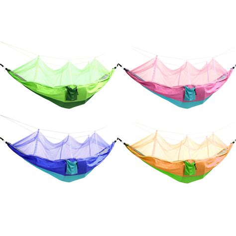 Outdoor mosquito net double hammock hanging swing bed parachute nylon ...