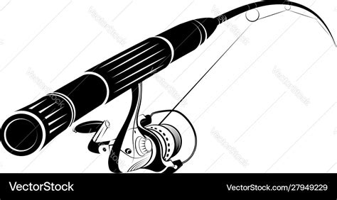 Fishing rod with reel silhouette Royalty Free Vector Image