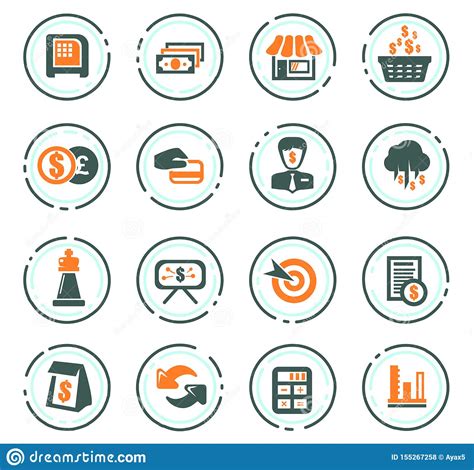 Business Icons Set Stock Vector Illustration Of Button 155267258