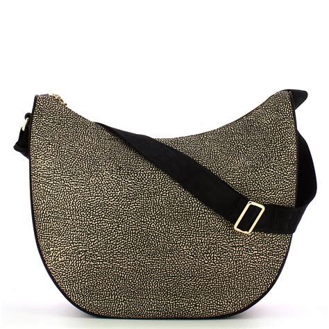 Borsa Luna Medium In Nylon Riciclato Op Naturale Nero Borbonese