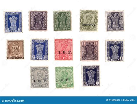 Vintage Mint Postage Stamps From India Editorial Photography Image