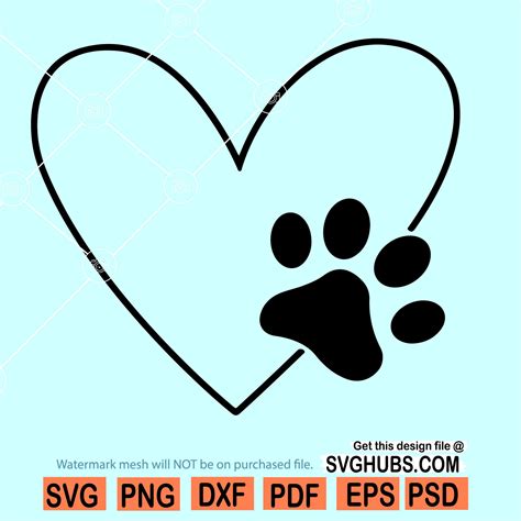 Love Paw Print Svg