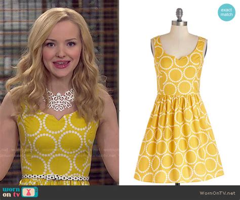 Wornontv Livs Yellow Polka Dot Dress On Liv And Maddie Dove Cameron