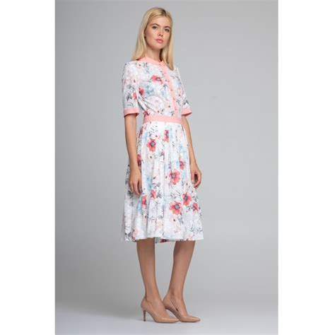 Toscana Floral Print Broderie Anglaise Midi Dress In Pink Rumour