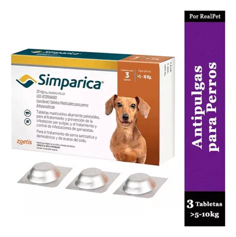 Antipulgas Masticable Simparica Perros De 5 10 Kg 3 Tab Envío gratis