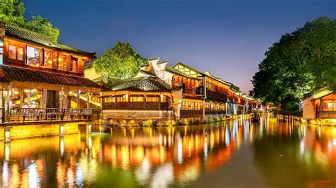 Premium Photo | Night view of ancient houses in wuzhen china