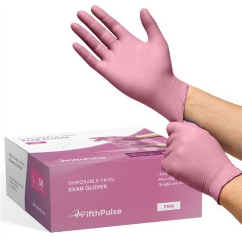 FifthPulse Disposable Vinyl Exam Gloves Pink Box Of 50 Powder Free