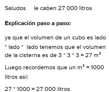 Cu Ntos Litros De Agua Caben En Una Cisterna De Forma C Bica De