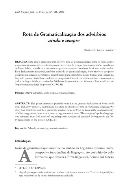 Ainda Da Tempo Ou Ainda Dá Tempo - (PDF) Rota de Gramaticalização dos advérbios ainda e sempre