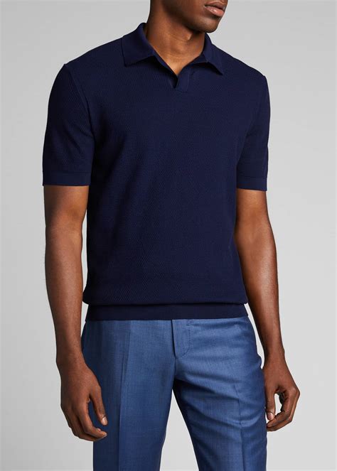 Ermenegildo Zegna Mens Solid Waffle Knit Polo Shirt Bergdorf Goodman