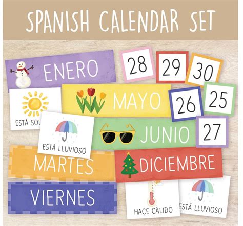 SPANISH Calendar Kit, Classroom Calendar, Pocket Calendar, El ...