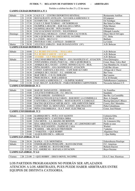 Resultados clasificaciones y programación PDF