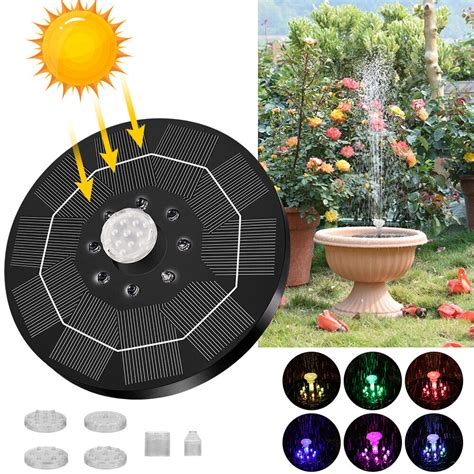 Led Solar Panel Powered Fountain Water Feature Pump Garden Pool Pond