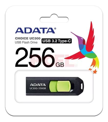 Pendrive Usb Tipo C Adata Uc300 256gb Retráctil Negro verde Color Negro