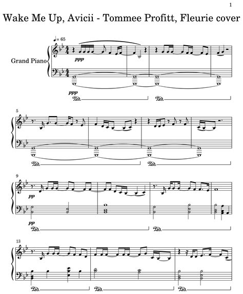 Wake Me Up Avicii Tommee Profitt Fleurie Cover Sheet Music For Piano