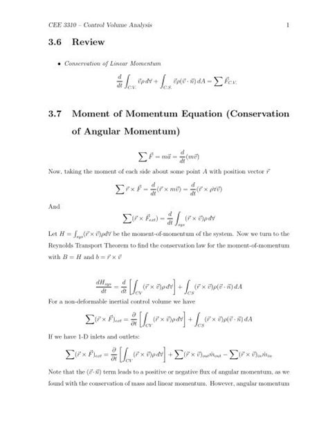 3.6 Review 3.7 Moment of Momentum Equation (Conservation of ...