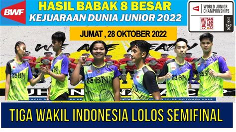 Hasil Lengkap Perempat Final BWF World Junior Championship 2022 Hari