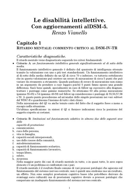 Le disabilità intellettive Vianello Sintesi del corso di Psicologia