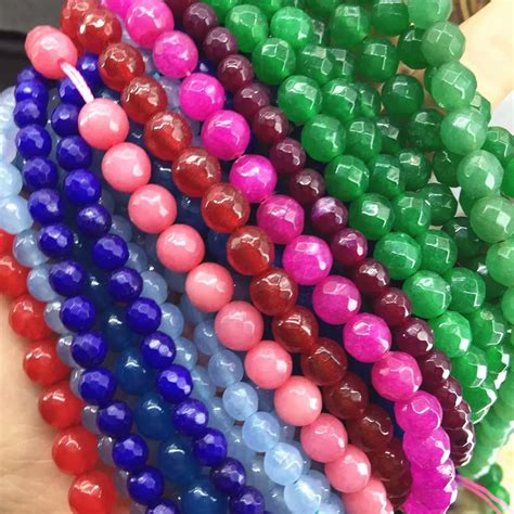 Color Natural Stone Mm Mm Mm Mm Mm Faceted Round Dyed Jades