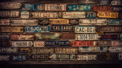 Collection Of Old License Plates On An Old Wall Background License Plate Pictures License