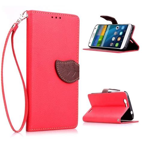 Pour Huawei Ascend G Coque Tui Rabat Housse Mode Feuille Pu Cuir