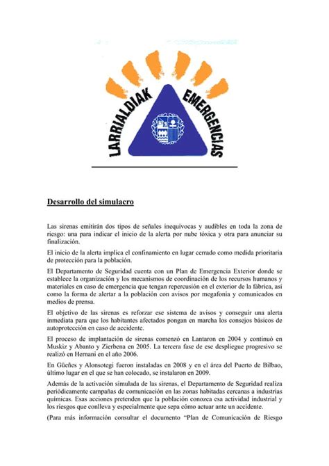 Simulacro Emergencia Quimica Hernani Pdf