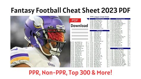 Fantasy Football Cheat Sheet PDF Download 2023 Free Printable | PPR ...