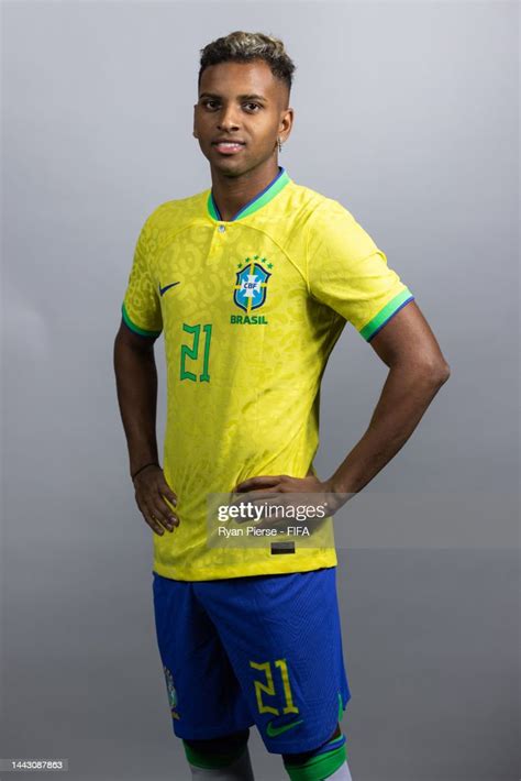 Rodrygo of Brazil poses during the official FIFA World Cup Qatar 2022 ...