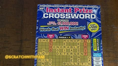 Instant Prize Crossword Ca Scratchers Scratchwithpam Scratchwithpam