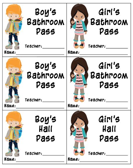 Free Printable Bathroom Passes And Hall Pass Printables