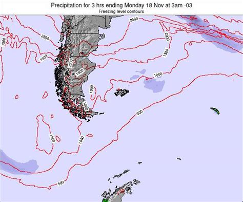 Falkland Islands Precipitation for 3 hrs ending Monday 22 Feb at 3am FKST