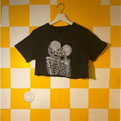 Spencers Tops Kissing Skeletons Tshirt Cropped Poshmark