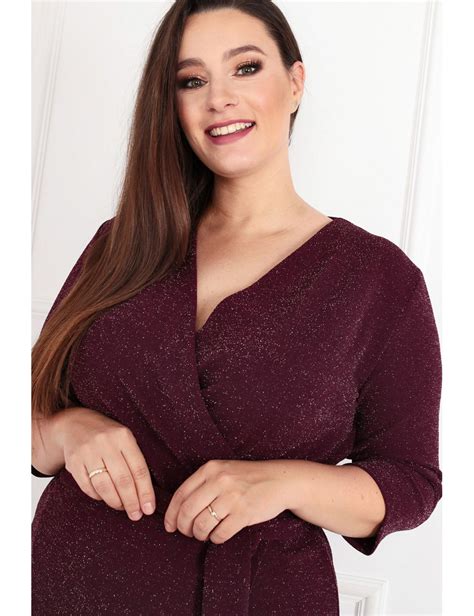 Szlafrokowa Sukienka Plus Size Voxi SHINE Midi Kolor Czerwony Kolor