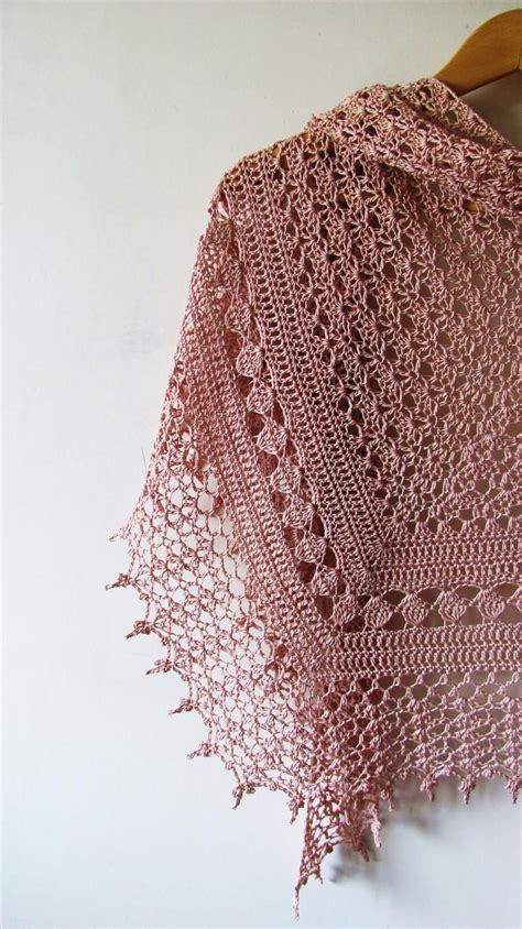 Powder Crochet Shawl Cotton Summer Shawl Triangle Wrap Etsy T Cher