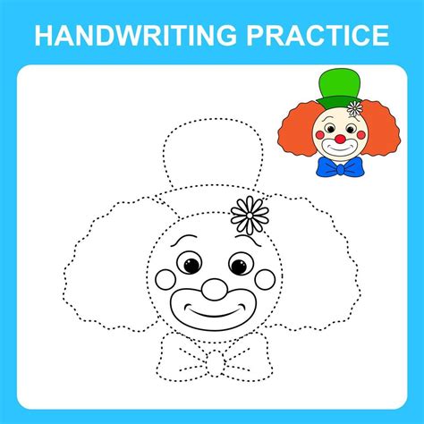 Handwriting Practice Trace The Lines And Color The Clown Educational