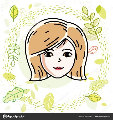 Caucasian Woman Face Vector Human Head Illustration Attractive Blonde