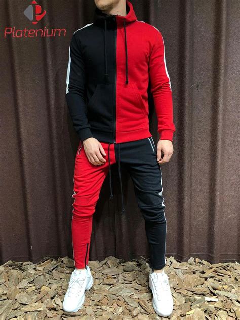 Double Color Combination Tracksuit Sweatsuit Men Jogging Sports Color