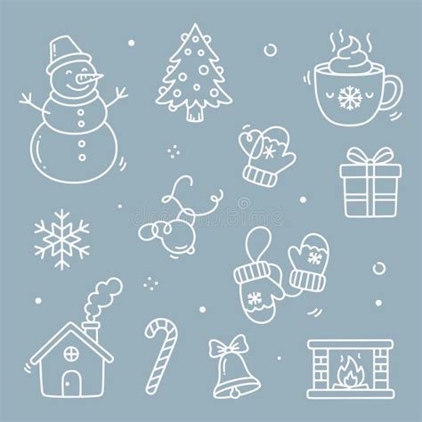 winter doodle icon stock illustrations  winter doodle icon
