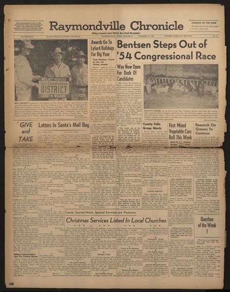 Raymondville Chronicle (Raymondville, Tex.), Vol. 27, No. 51, Ed. 1 Thursday, December 17, 1953 ...