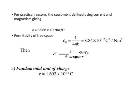 Coulomb's law and its applications