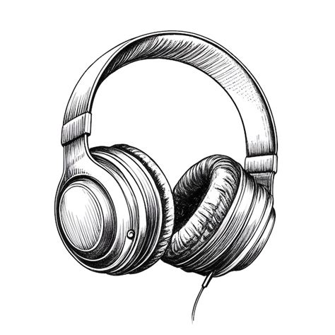 Premium Vector | Headphones ink sketch drawing black and white ...