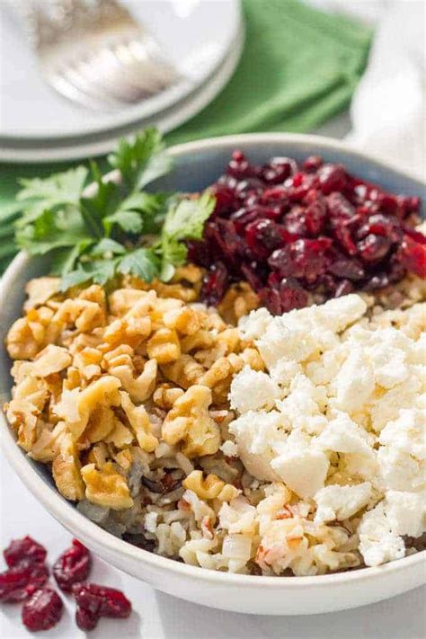 Warm wild rice salad with cranberries, pecans and goat cheese - Family Food on the Table