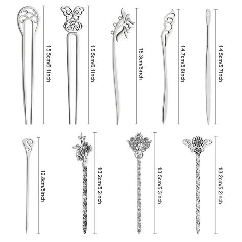 TUPARKA 18 PCS Silver Hair Sticks Vintage Hair Pins Chinese Women Hair